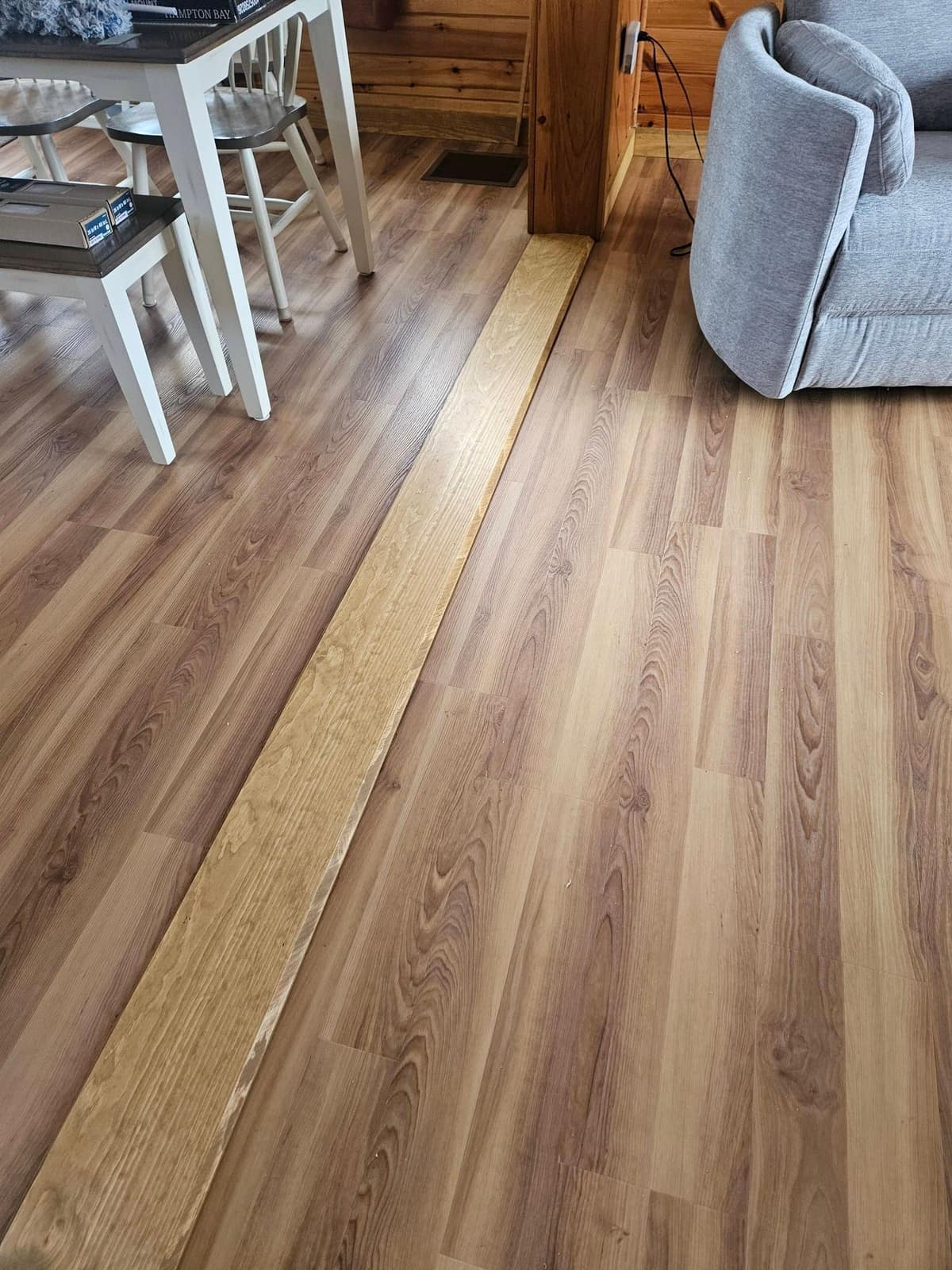 Close-up of finished plank flooring